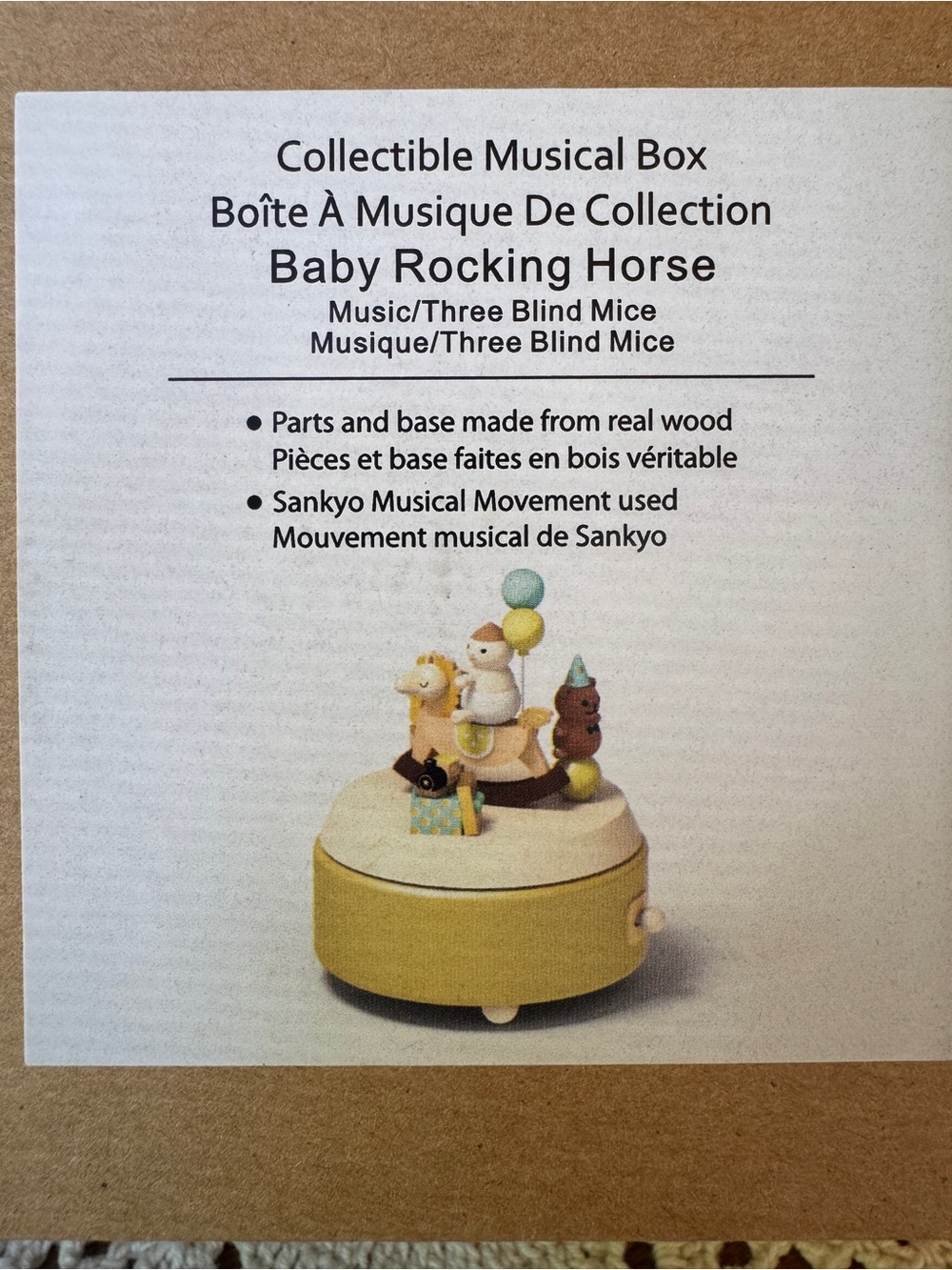 Collectible Baby Rocking Horse Musical Box - Yellow Accent